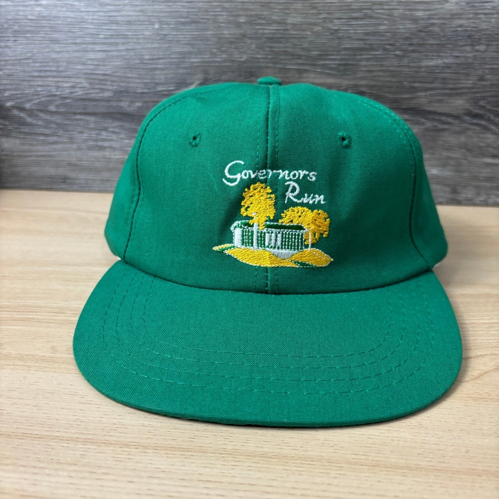 Vintage Governors Run Golf Course Hat Cap Strap Back Green Adjustable USA Made